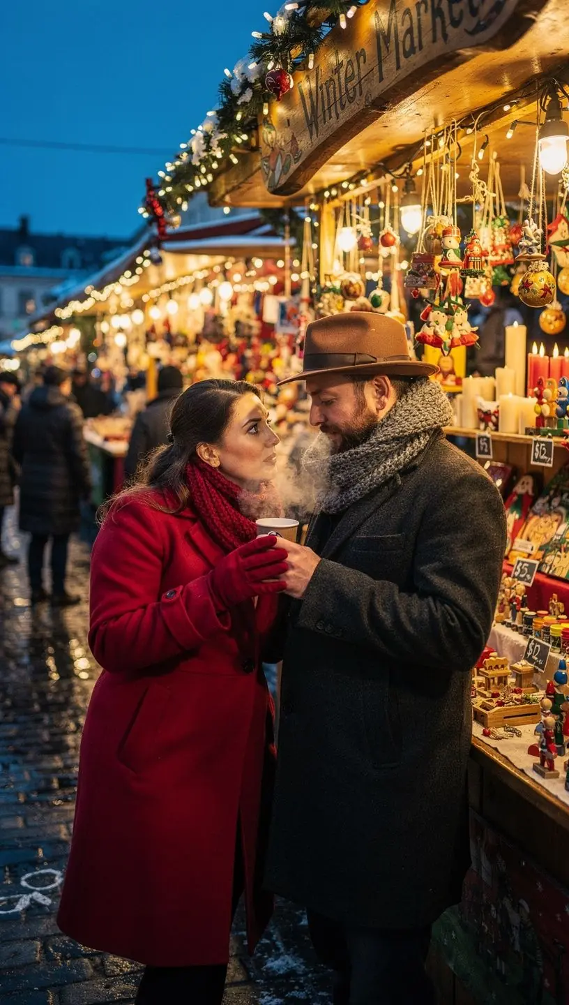 Weihnachtsmarkt in Rothenburg mit festlich beleuchteten Ständen und Handwerkskunst.